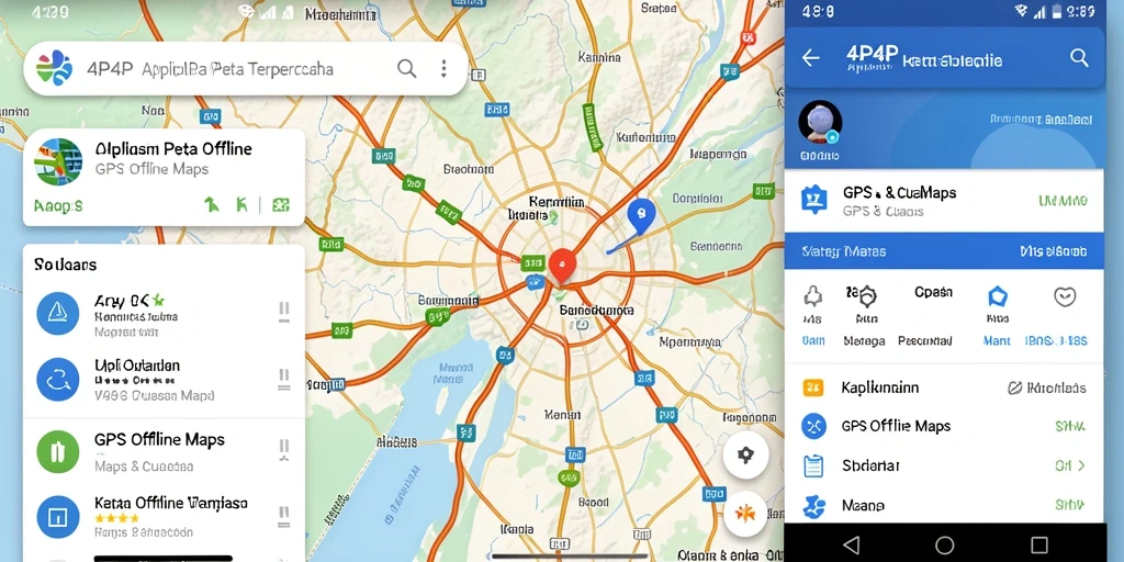 Antarmuka aplikasi 4P4P untuk navigasi GPS Offline Maps.