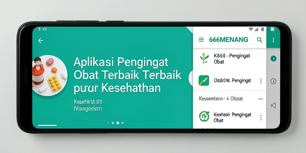 Tampilan antarmuka aplikasi 666MENANG yang bersih dan fungsional untuk pengingat obat.