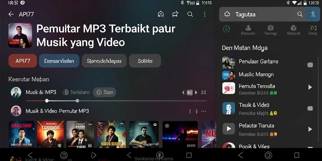 Tampilan antarmuka pemutar MP3 API77 yang modern dan intuitif.