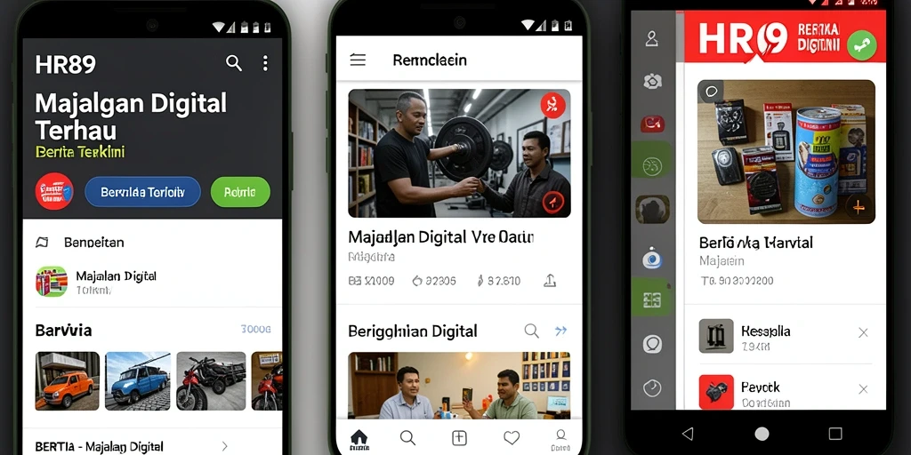 Tampilan antarmuka aplikasi Majalah Digital HR89 yang menarik dan modern.