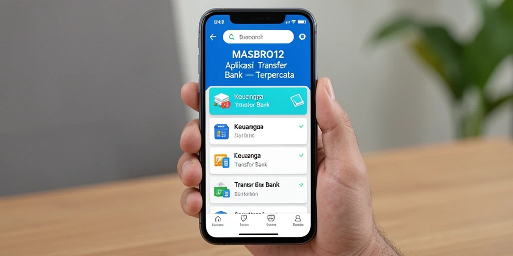 Tampilan antarmuka aplikasi MASBRO12 untuk Transfer Bank yang modern.