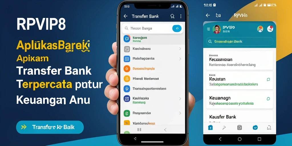 Screenshot utama RPVIP8 menampilkan antarmuka aplikasi Transfer Bank yang sederhana dan user-friendly.