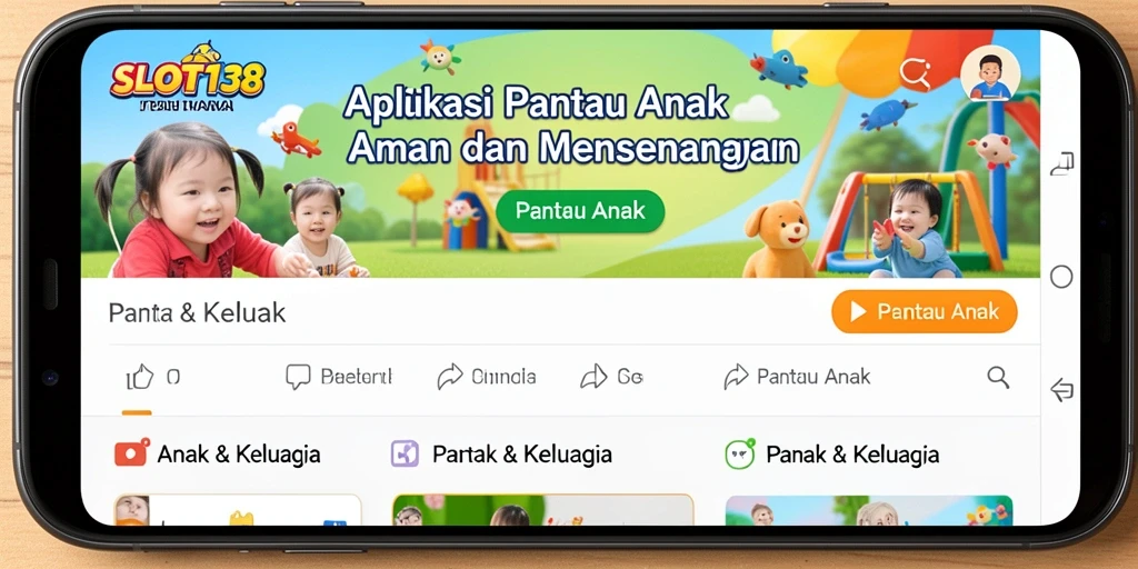 Screenshot utama aplikasi SLOT138 menampilkan fitur pemantauan anak yang interaktif.